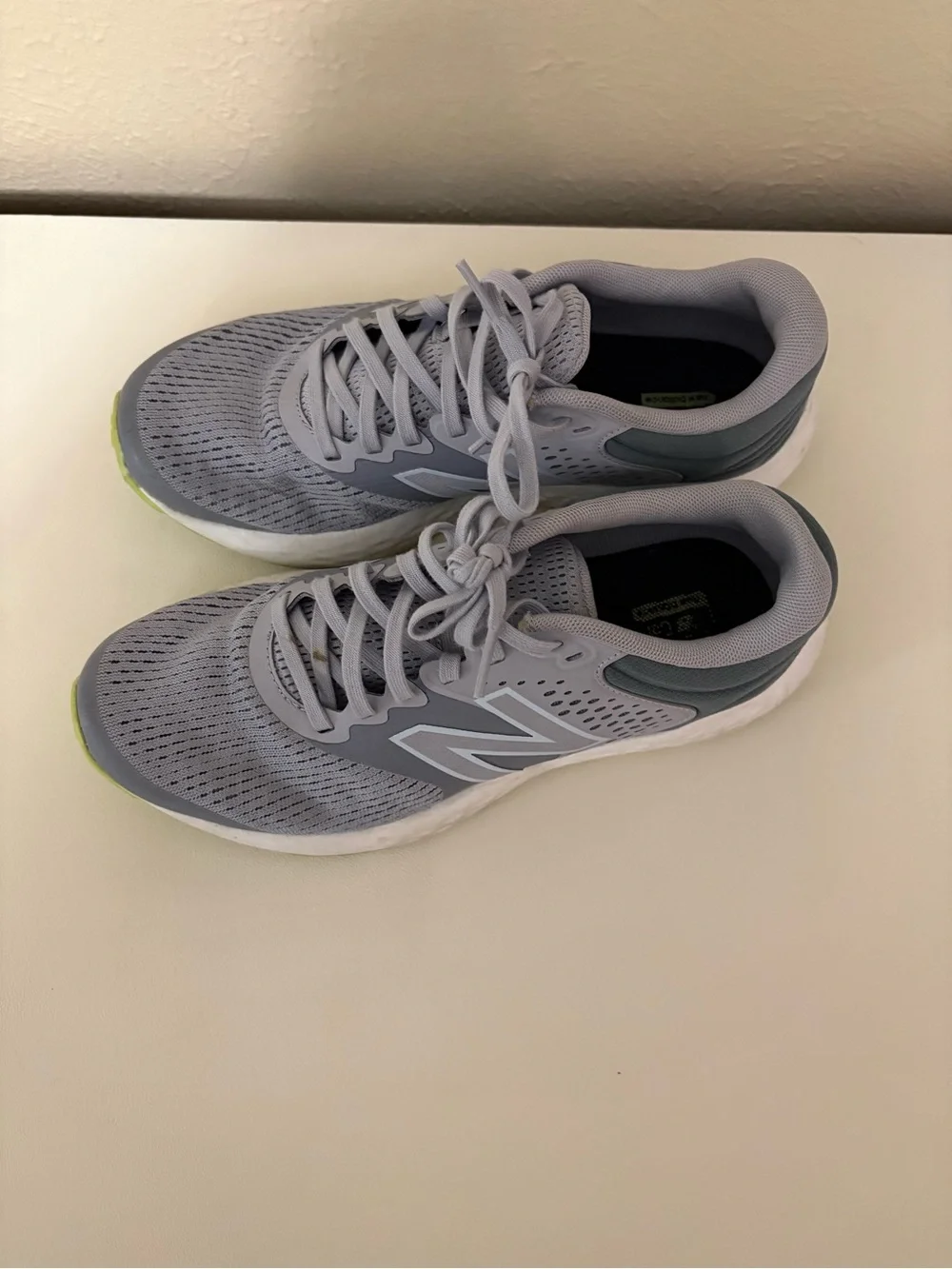 New Balance Gray and Dark Green Women's Running Sneakers with Lime Outsole